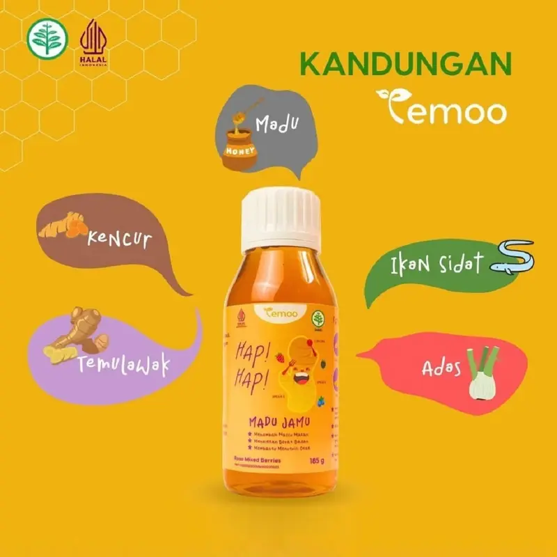 Temoo Hap Hap Madu Jamu Temulawak Sidat Nafsu Makan Herbal Anak 1