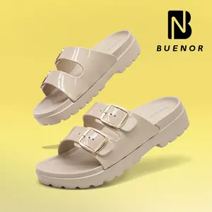 Buenor - Sandal Wanita Wedges Selop Strap 2 Empuk Terbaru Jelly Karet