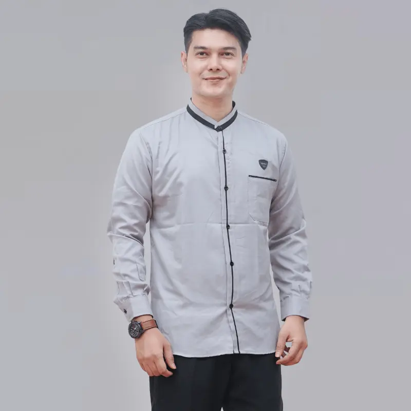 Baju Koko Putih Lengan Panjang Kemko Hadroh Kemeja Koko Dewasa Kurta Taqwa Baju Muslim Pria Kekinian Casual 4