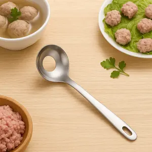 V2 Sendok Pembuat Bakso Stainless Steel Alat Bantu Pencetak Baso Pentol Tahan Karat