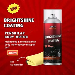 Pengkilap Body Motor Free Microfiber / Denzo Brightshine Coating 400ml Car