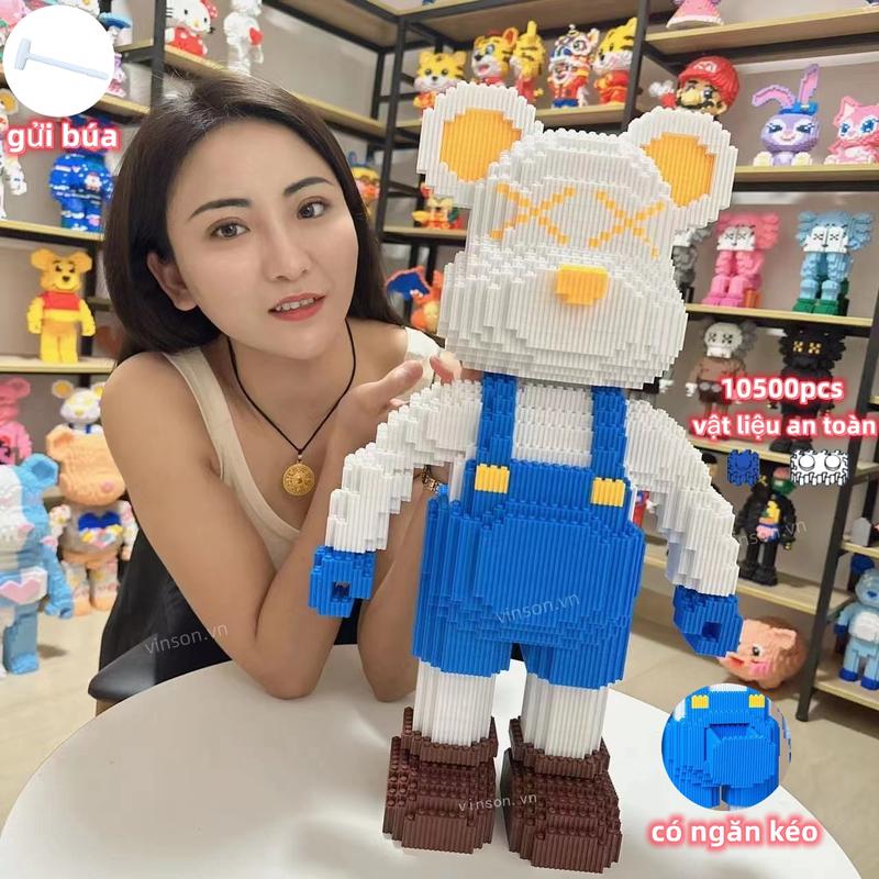 Tặng kèm búa Bộ Lắp Ráp Xếp Hình Toy Bộ lắp ráp,Đồ Chơi Lắp Ráp Mô Hình Gấu,logo Bearbrick 35cm 55cm Có Ngăn Kéo gấu bạo lực Bearbrick