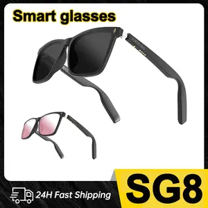 Airmars SG8 Kacamata Cerdas Earphone Bluetooth Nirkabel Kacamata Mengemudi Tahan Air dengan Mikrofon Glasses Smart Selempang Mic Ht Talkie Headset Proyektor Speaker Smartwatch Smartphone Handsfree