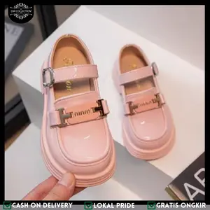 DM KIDS - Sepatu Loafers Anak Perempuan Lokal Lucu Variasi Velcro Sepatu Mary Jane Anak Perempuan AS 199