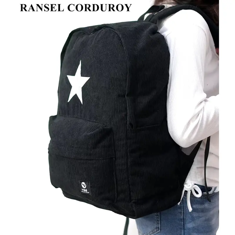 Tas Ransel Corduroy Bintang Backpack Star Pria Wanita 0