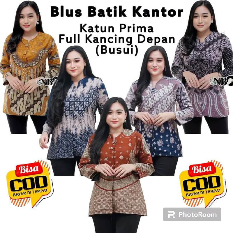 Blus Batik Wanita Atasan Batik Wanita Kantor Kawung Manggar Abu Cumi Sakura 8