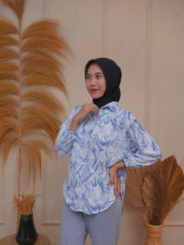 Melia Blouse Plisket. Cringkle Airflow Motif Abstrak. 3