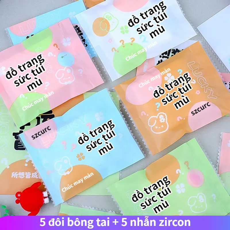 Hộp mù nhẫn Zirconia hộp mù bông tai. Phù hợp cho nữ, phong cách Hàn Quốc sang trọng. Hộp quà bí ẩn trang sức mạ bạc s925