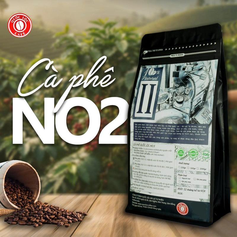 Cà phê rang mộc Quốc Lộc - NOII 50 Arabica & 50 Robusta Cafe Coffee