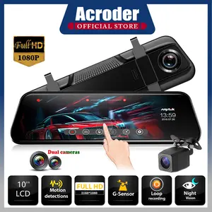 Acroder Dashcam 10 inch Ips Touch Screen 4K Night Vision Dual Lens Loop Recording Car Kamera