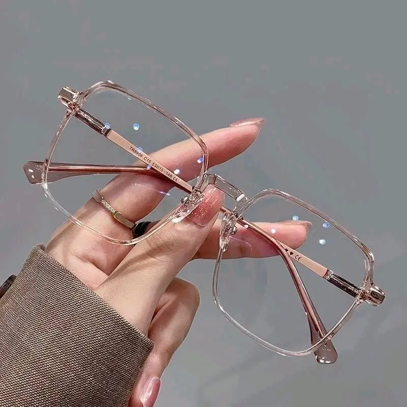 Kacamata Anti Radiasi Petak Pria Wanita Lensa Square Replaceable Uv Protection