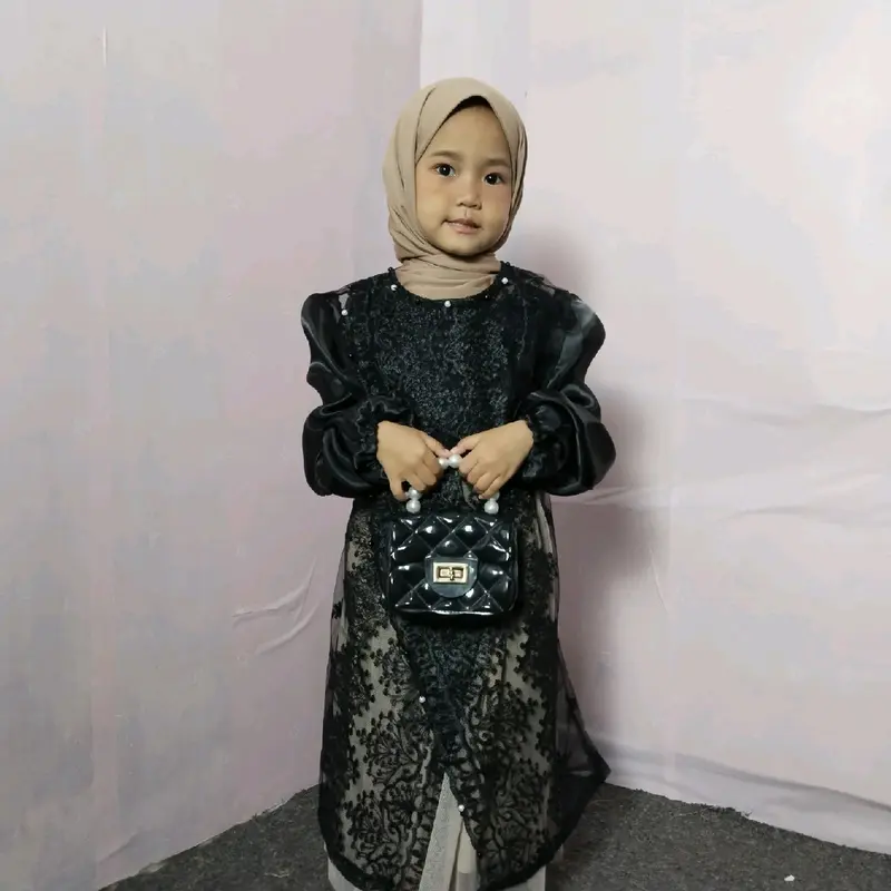 Tunik Couple Hananque Ibu dan Anak Usia 1-13 Tahun dengan Brokat Kondangan Full Payet Mix Organza Bridesmaid untuk Pasangan Wanita Wanita Keluarga Motif 5