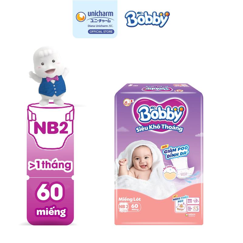 Bobby Miếng lót sơ sinh Newborn 2 - NB2 (60 miếng/40 miếng) Siêu khô thoáng (bao bì ngẫu nhiên)