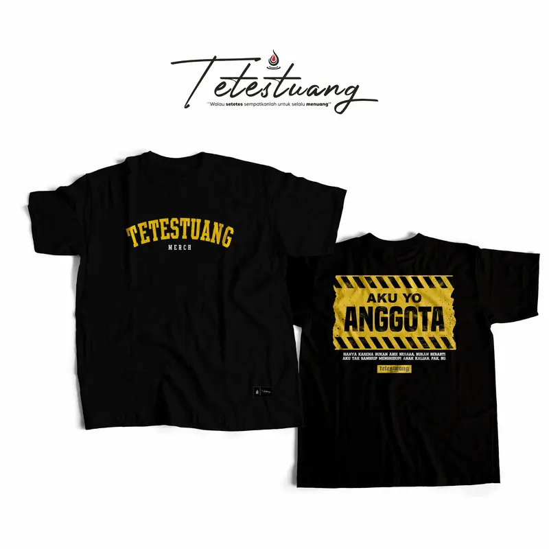 Tetestuang Kaos Aku yo Anggota | Kaos Kata-Kata | Kaos Dakwah | Kaos Santri | Kaos Distro katun combed 24s - QTS 63 Panjang Pria Sablon Baju Tshirt Pendek Polos Hitam 2