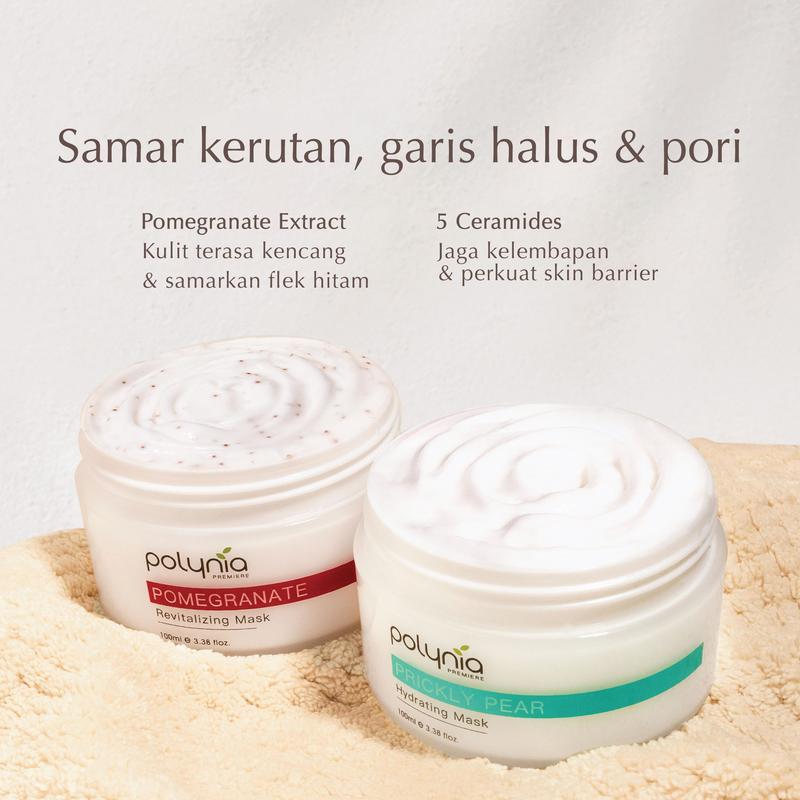 [HADIAH GRATIS] POLYNIA | Pomegranate Revitalizing + Prickly Pear Hydrating Face Mask | Samarkan Kerutan & Flek Hitam | Melembabkan & Jaga Skin Barrier 2