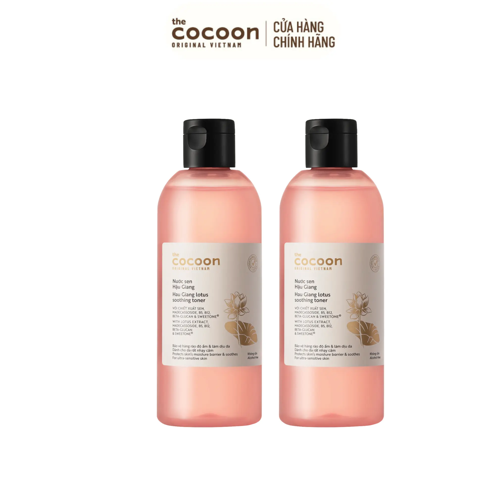COMBO 2 Bigsize - Nước sen Hậu Giang (toner) Cocoon giúp phục hồi đa nhiệm cho da rất nhạy cảm 310ml