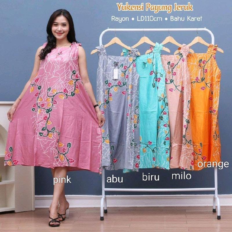 DASTER YUKENSI PAYUNG JUMBO JERUK Wanita Bumil Busui Tidur Dress 0