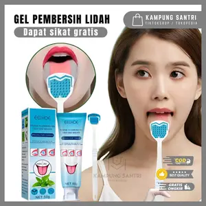 Set Gel Pembersih Lidah & Sikat Membersihkan Kotoran Mulut Penyegar Nafas Anti Bau