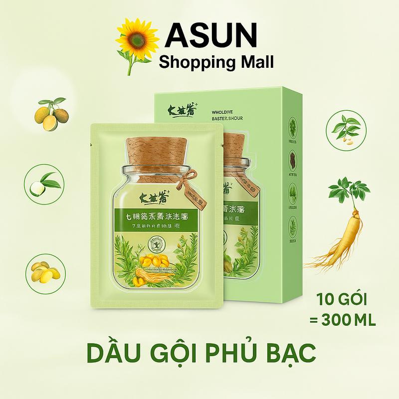  Hộp 10 Gói Dầu Gội Nhuộm Tóc Qiweitang Chiết Xuất Trắc Bá Diệp Hà Thủ Ô 30ml Gói Đổi Màu Tóc Dưỡng Tóc Thảo Dược An Toàn Hiệu Quả 