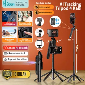 【1800mm】Hieen Tripod Tongsis Lacak Wajah Face Tracking Tripod 1.8m Remote Bluetooth Tongkat Selfie Konten Remote Bluetooth GS12