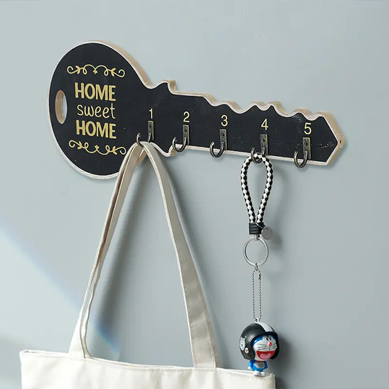 Boho-Chic Rustic Wooden Key Holder with Shelf & Hooks - Easy Install, Space-Saving Wall Mount Organizer for Keys, Coats, and More - Perfect for Entryway, Kitchen, Office, Key Hanger