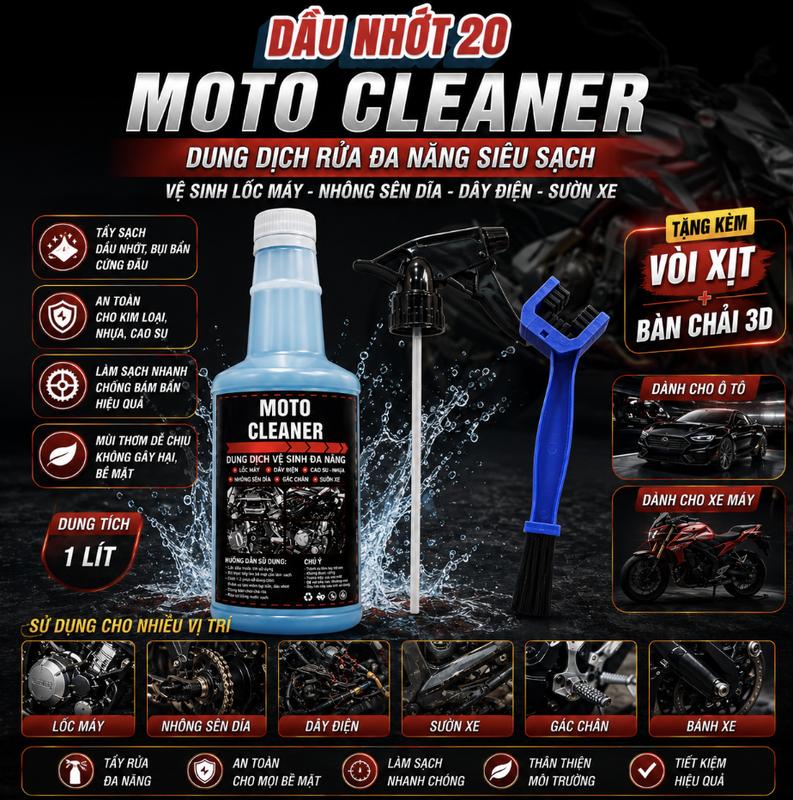 Moto cleaner Dung dịch rửa sên chuyên nghiệp chuyên dùng cho sên có phốt cao su…