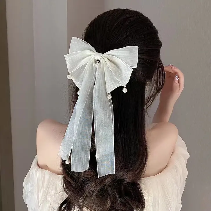 Best Seller Jepit Rambut Pita Wanita Motif Glitter Panjang Style Korea / Korean Big Ribbon Hair Clip / Model Pita Besar / Aksesoris Rambut Lucu / Aestethic