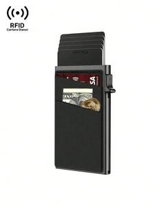 Portatarjetas minimalista para hombre con bloqueo RFID, billetera con ranura para tarjetas Pop Up, portatarjetas de crédito ligero y portátil, clip para billetes para hombres