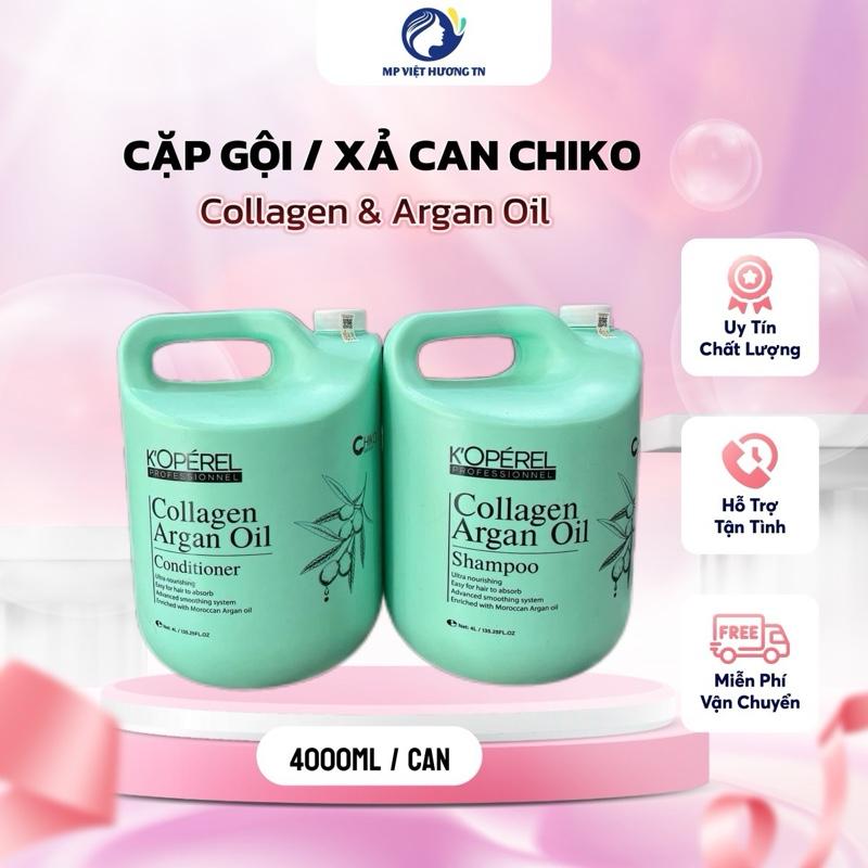  Cặp Dầu Gội Dầu xả can Chiko Collagen Argan oil chuẩn salon dưỡng tóc mềm mượt hương thơm thanh mát -Gội Đầu Nữ Women Chăm Sóc Tóc Trà daucap Tea 