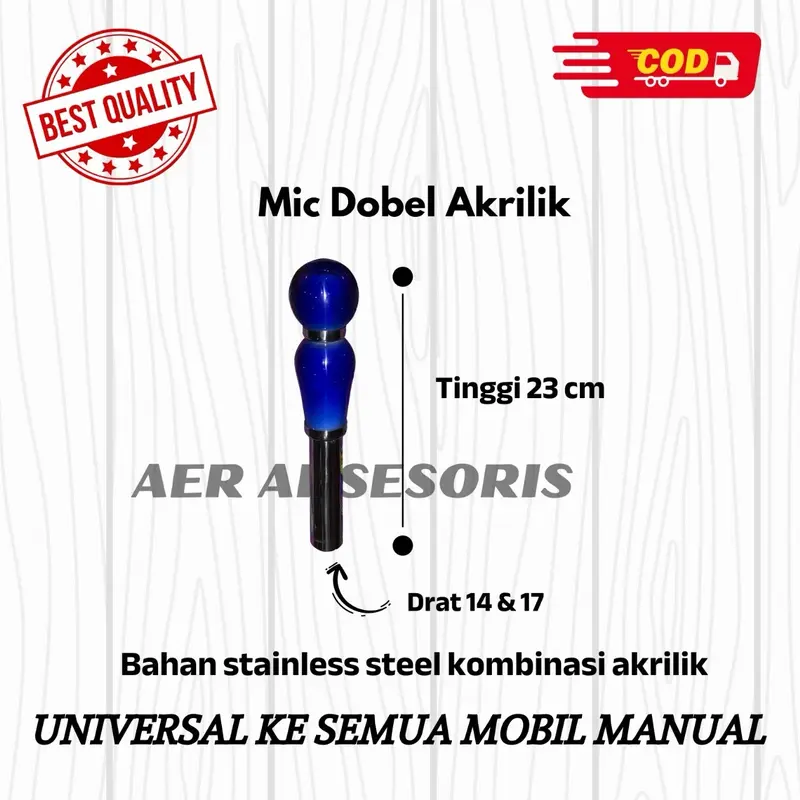 Tuas Dobel Akrilik 23 cm/ Universal ke Semua Mobil Manual dilengkapi Dobel Drat 14 & 17 5