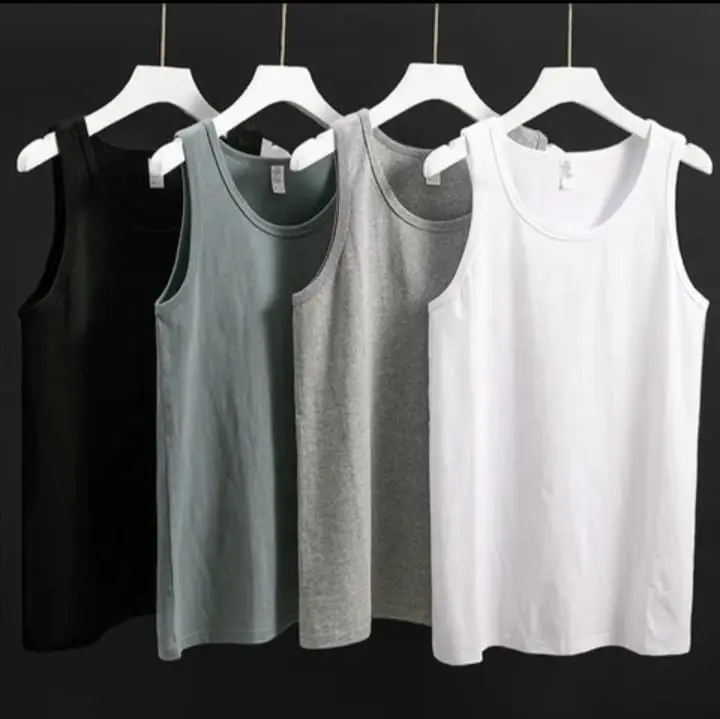 PAKET 4 PCS KAOS SINGLET PRIA DEWASA POLOS Oblong Katun Hitam Distro Keren