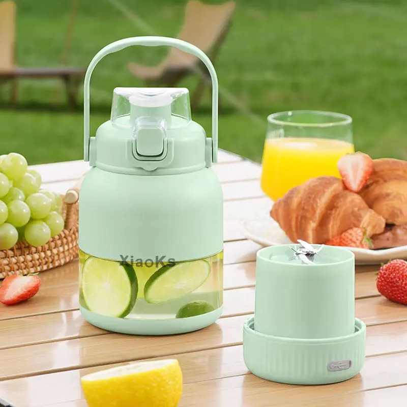 Portable blender/juicer. Makes great drinks. 500ml, w straw&strap. One charge = half - month, USB - charge. Dishwasher - safe parts. Ideal for gym/car/travel/kitchen.