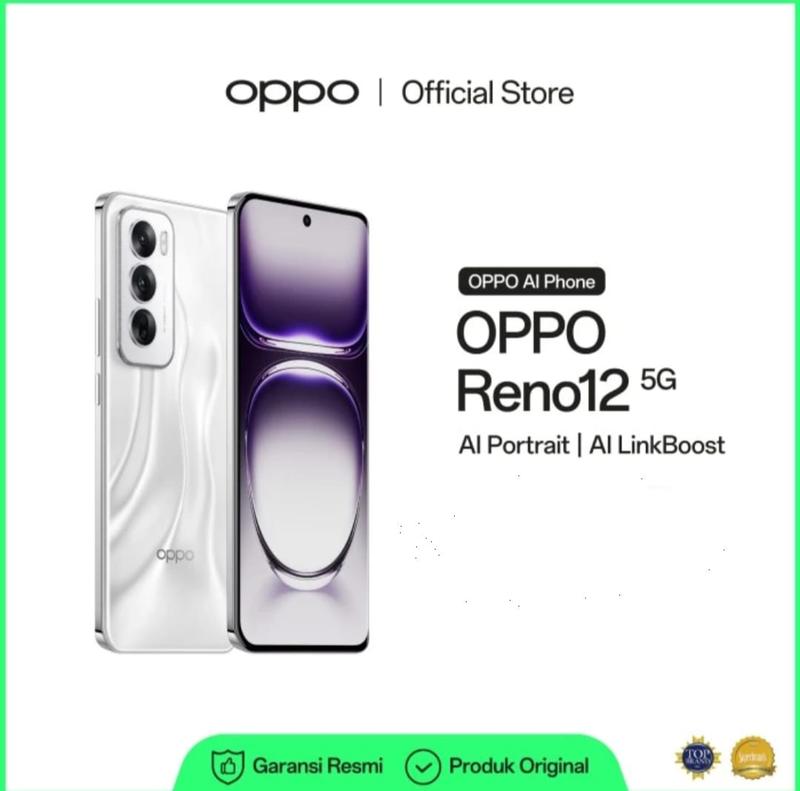 COD OPPO Reno 12 5G RAM 12/256 Warna Silver, Pink, Brown FREE GIFT OPPO Care RENO 2