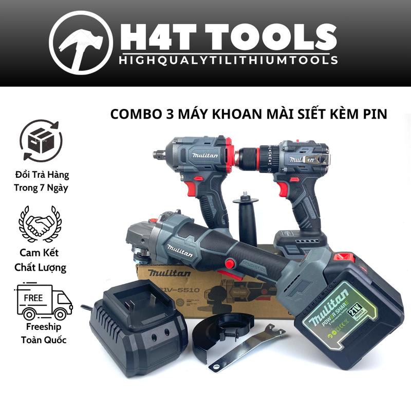  Multitan COMBO 3 MÁY KHOAN + SIẾT BULONG + MÀI KÈM PIN 20CELL & SẠC ĐỘNG CƠ KHÔNG CHỔI THAN CHÍNH HÃNG 