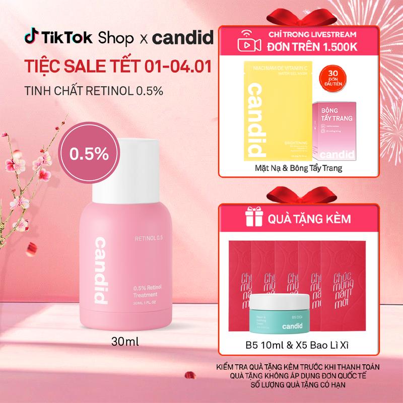 FLASH DEAL Tinh chất Retinol 0.5% Hỗ Trợ Cải Thiện Nền Da CANDID 0.5% Retinol Treatment 30ml