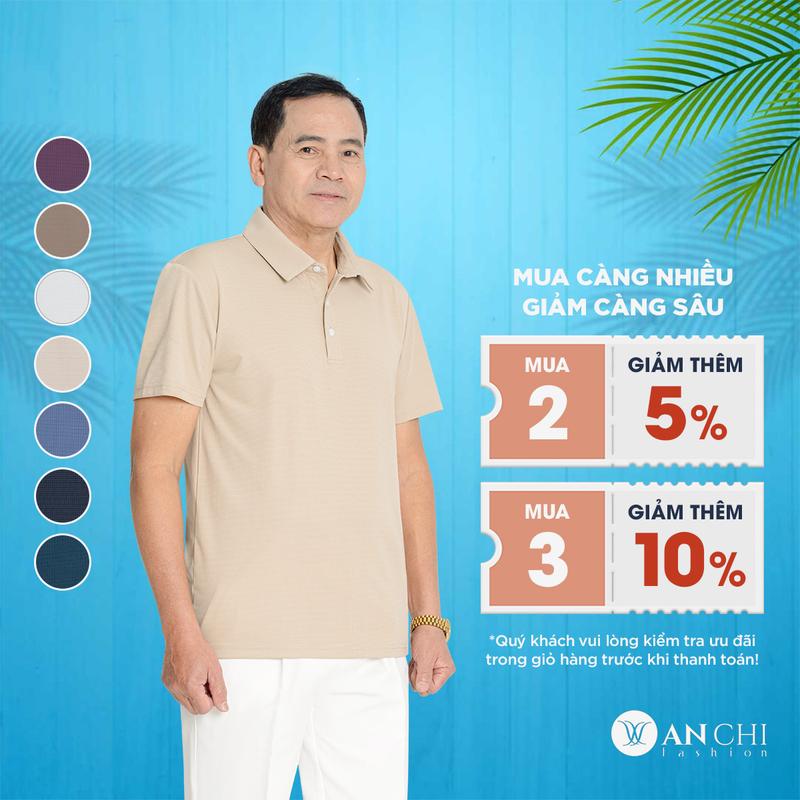 Áo polo cotton cao cấp mềm mát ANCHI mẫu mới 2025 dành cho nam trung niên - APL2502