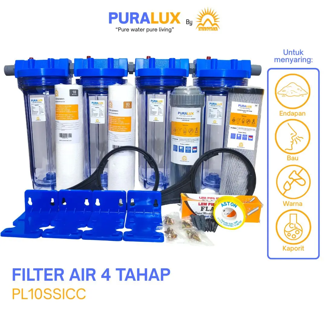 Paket filter air 1 set lengkap 4 tahap / filter air keruh /saringan air PDAM