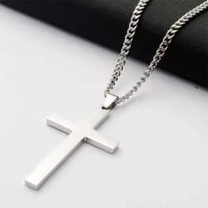 TERBARU KALUNG PRIA WANITA MODEL LIONTIN SALIB SILVER