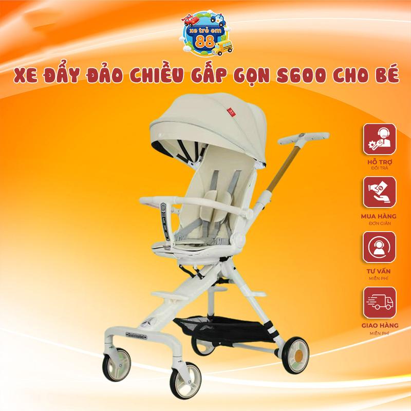  Xe Đẩy Đảo Chiều Gấp Gọn S600 Cho Bé Từ Sơ Sinh  kèm bàn ăn dặm  xe dayem Beige Có thể gập lại hợp kim nhôm đen cao cấp xe đẩy  chilux xe  đẩy Black Điều chỉnh được kinderkraft vinng q7 xe  đẩy 