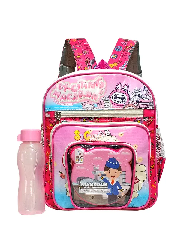 Tas Ransel Anak Perempuan PAUD-TK Karakter LABUBU MACARON TERBARU!! // M1044 Tas Sekolah Anak FREE Tempat Makan+Botol Minum 300ml// Fashion Kids // BISA COD!! 8