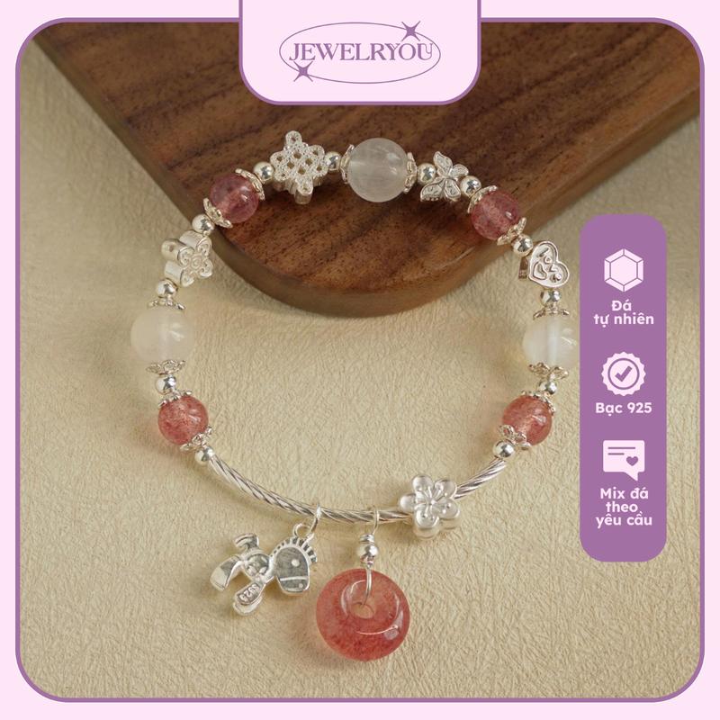 Lắc tay bạc 925 Jewelryou Dreamee mix đồng điếu ý nghĩa và charm ngựa treo dễ thương - JEW 116 - Phụ Kiện
