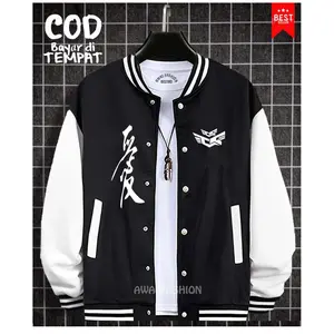 BISA COD Jaket Bomber Varsity Baseball kancing Jaket Varsity Pria / Rilex RBT Keren | Text Putih Baseball Distro Pria/ Distro Pria Wanita Sweater Jaket Baseball Termurahality Premium/ Distro Pria Wanita Sweater Jaket Baseball Termurah