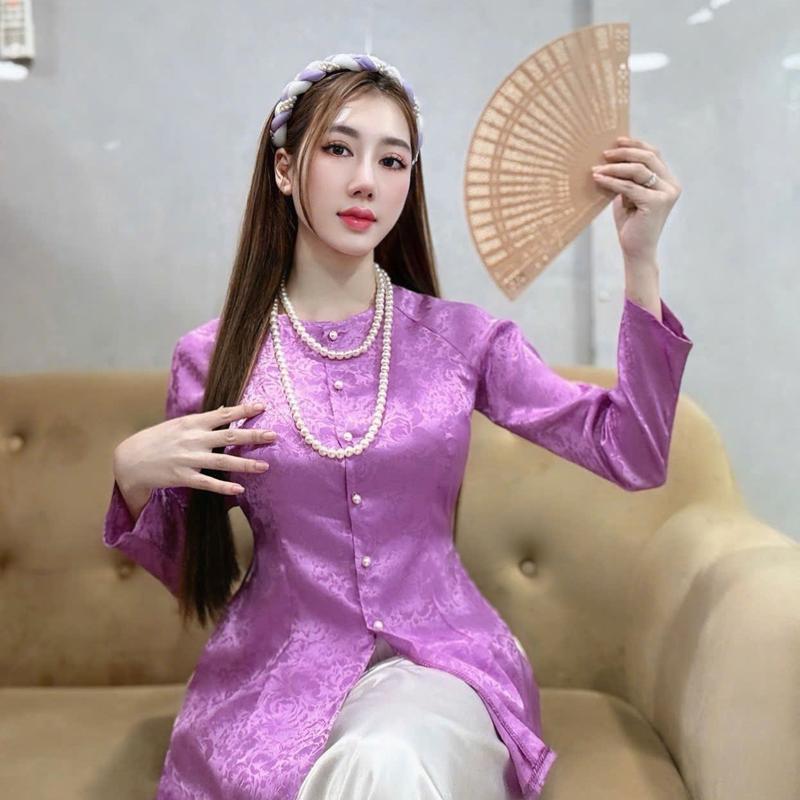 Xưởng May Hân Nguyễn - B.A47 - HÀNG XẢ KHO - ÁO BÀ BA GẤM QUẦN SATIN ( QUẦN TRẮNG ) Nữ Women Top