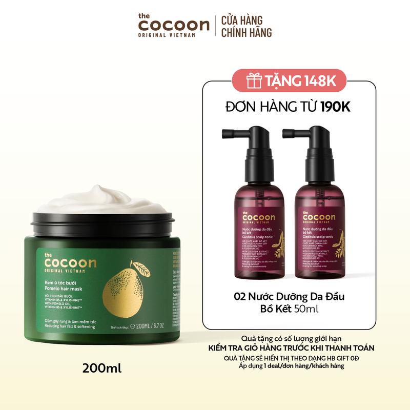 Kem ủ tóc bưởi Cocoon giảm gãy rụng và làm mềm tóc 200ml
