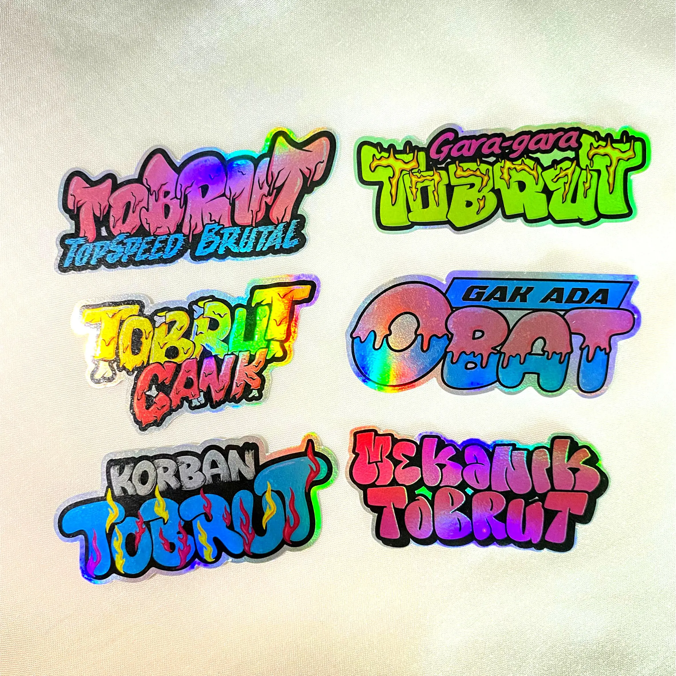 6Pcs Stiker kata kata sticker viral /stiker Tobrut Hologram glossy