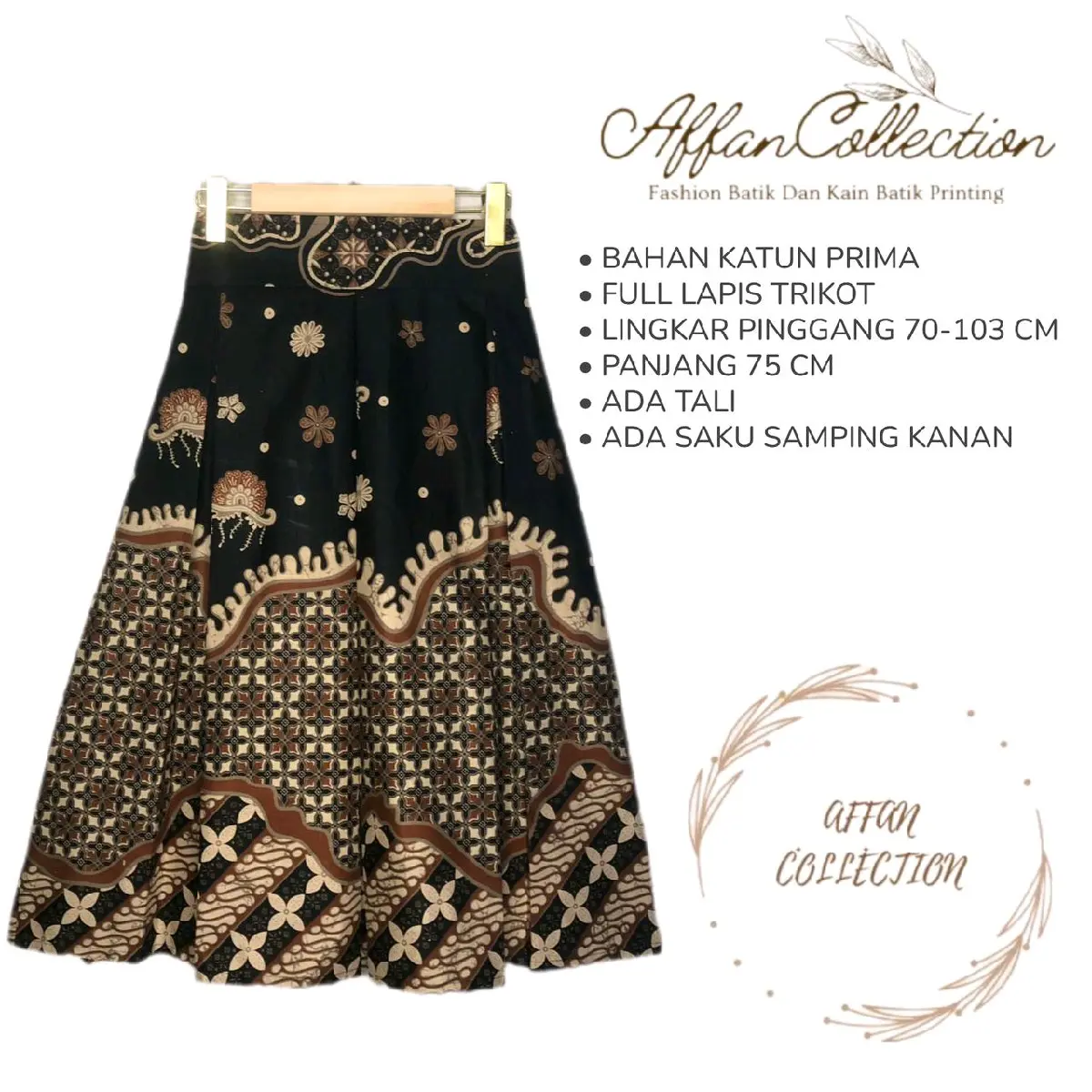 ROK BATIK 7/8 MODERN PREMIUM Katun Bawahan Wanita Motif Panjang Nyaman