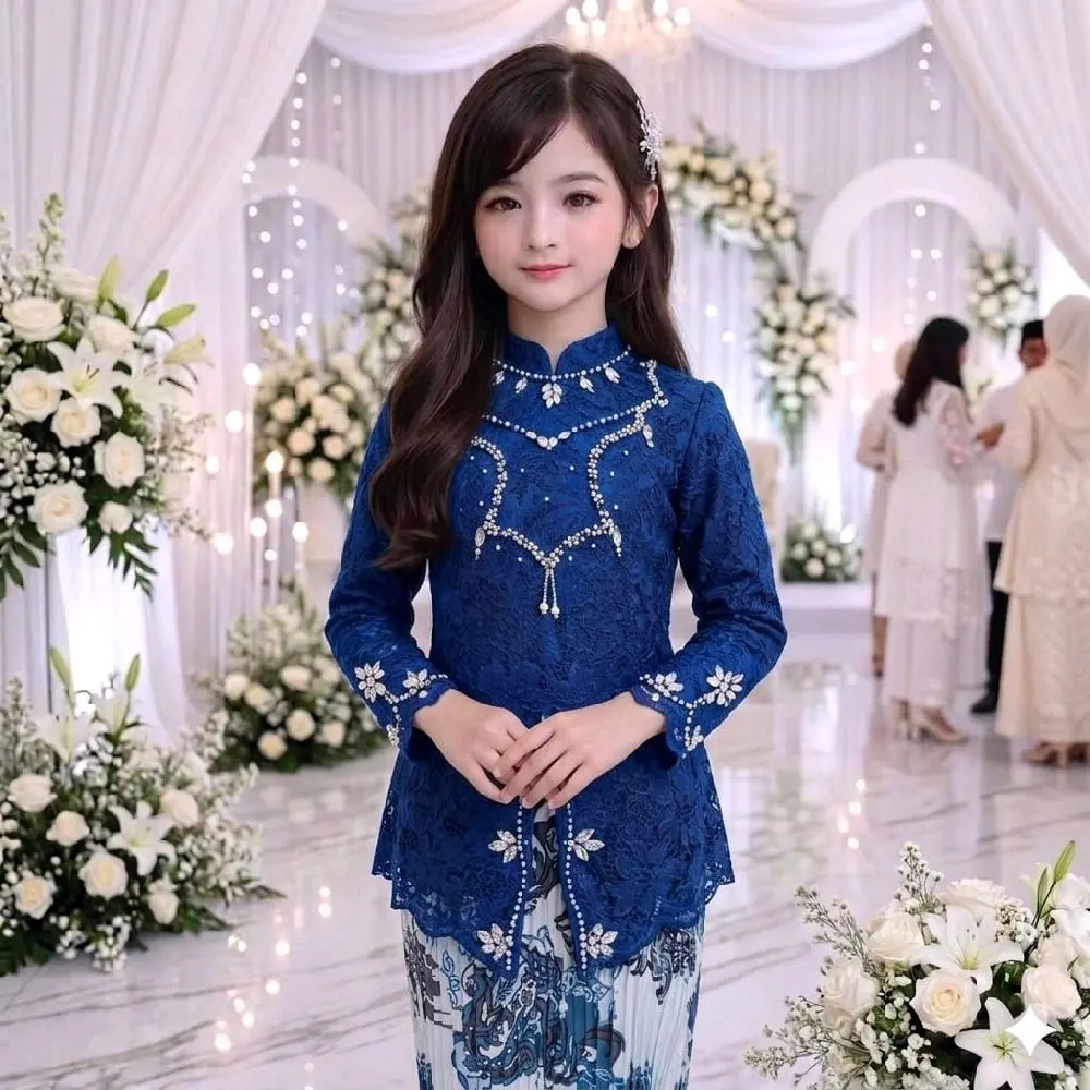 Kebaya Calissa Anak Perempuan Usia 4 - 12 Tahun Model Terbaru - Kebaya Kartini Anak Kebaya Wisuda Anak Anak