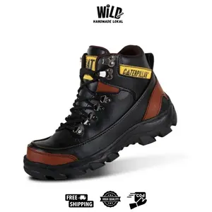 Sepatu Safety Pria Boots Ujung Besi - Caterpillar Steel Toe - Sepatu Pria Boot Hiking Adventure - WILDSHOES