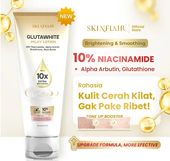 SKINFLAIR Glutawhite Milky Lotion 150ml & Glutathione Body Scrub 10x Extra  Whitening BPOM NA18230110822 Mencerahkan Kulit Secara Maksimal - Shop |  Tokopedia