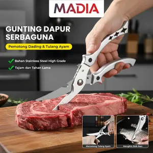 MADIA Gunting Dapur Serbaguna Stainless Steel Pemotong Tulang Ayam Ikan Daging dan Sayuran
